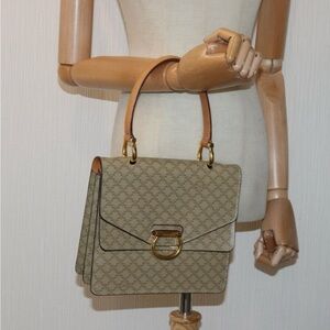 Celine Tan Satchel with Gold Accents